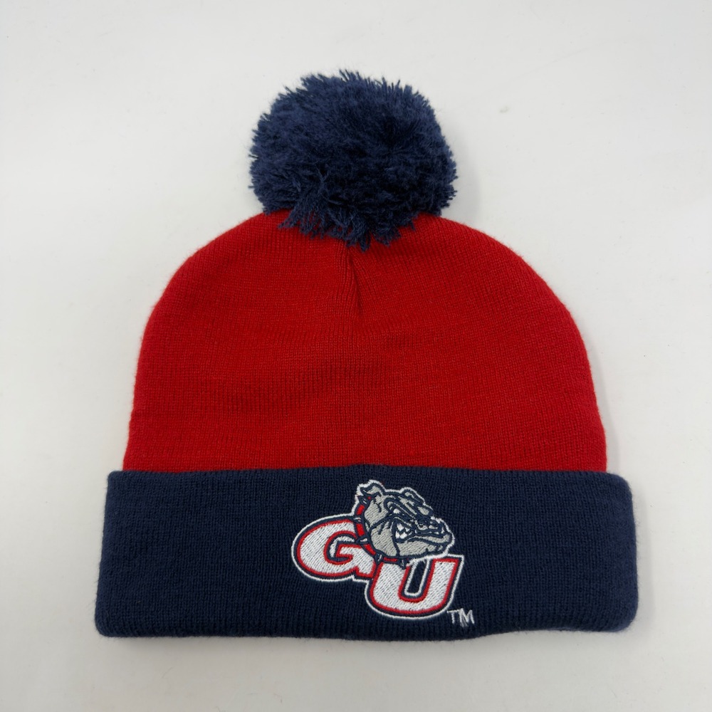 Gonzaga Bulldogs Blue Red Beanie w/ Pom Stocking Cap Hat BECU Boeing Promo EUC